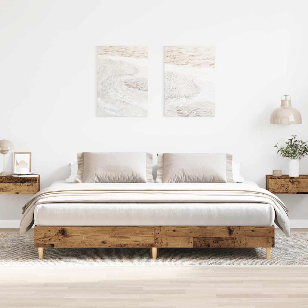Cadre de lit sans matelas vieux bois 160x200 cm bois ingénierie - XIOS
