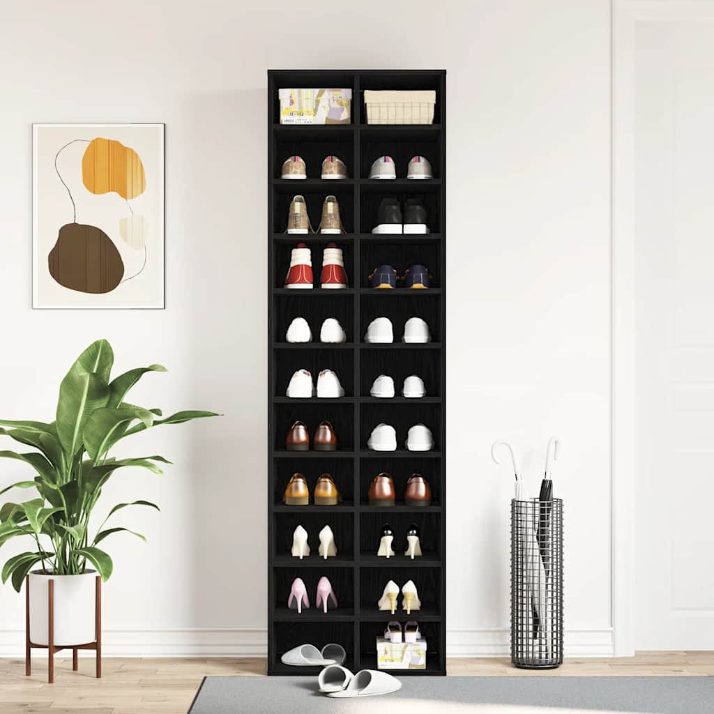 Armoire à chaussures chêne noir 54x34x183 cm bois d'ingénierie - XIOS