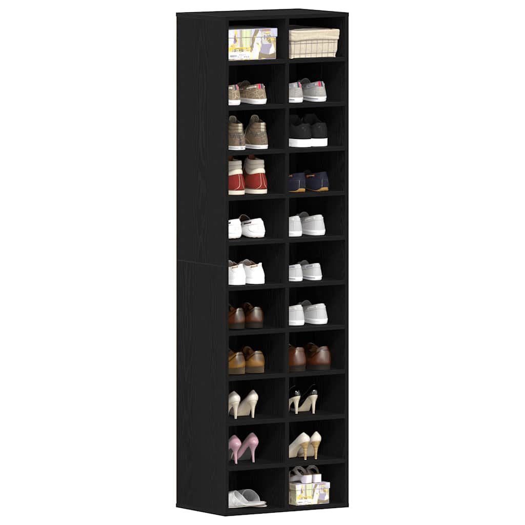 Armoire à chaussures chêne noir 54x34x183 cm bois d'ingénierie - XIOS