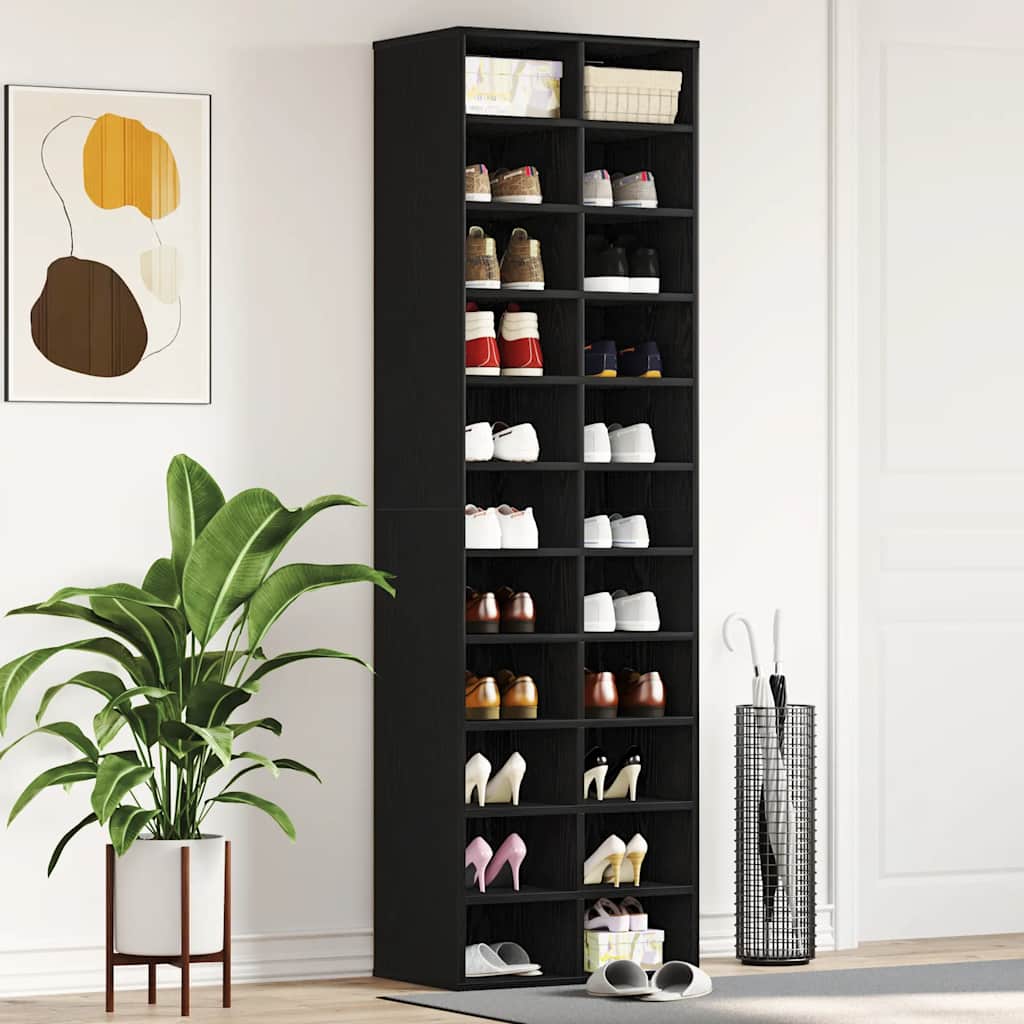 Armoire à chaussures chêne noir 54x34x183 cm bois d'ingénierie - XIOS