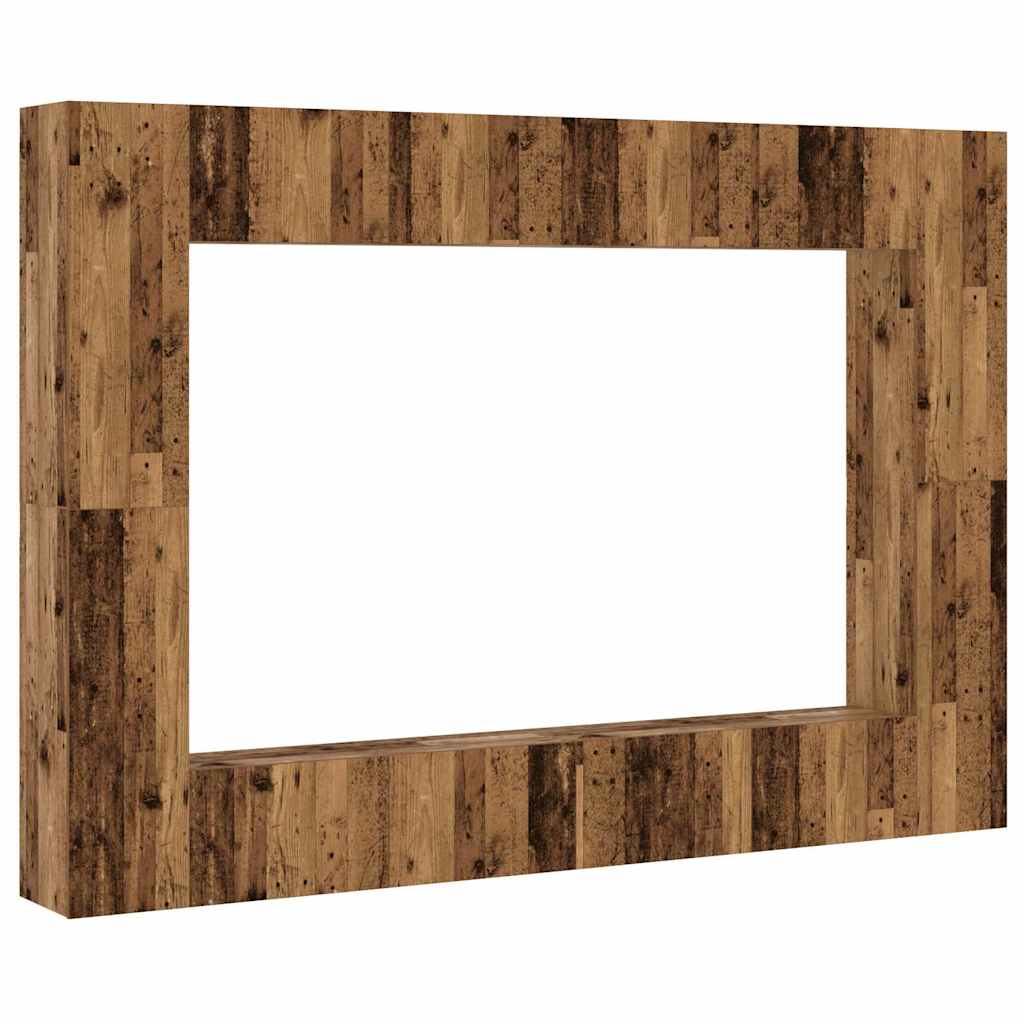 Ensemble de meuble TV mural 8 pcs vieux bois bois d'ingénierie - XIOS