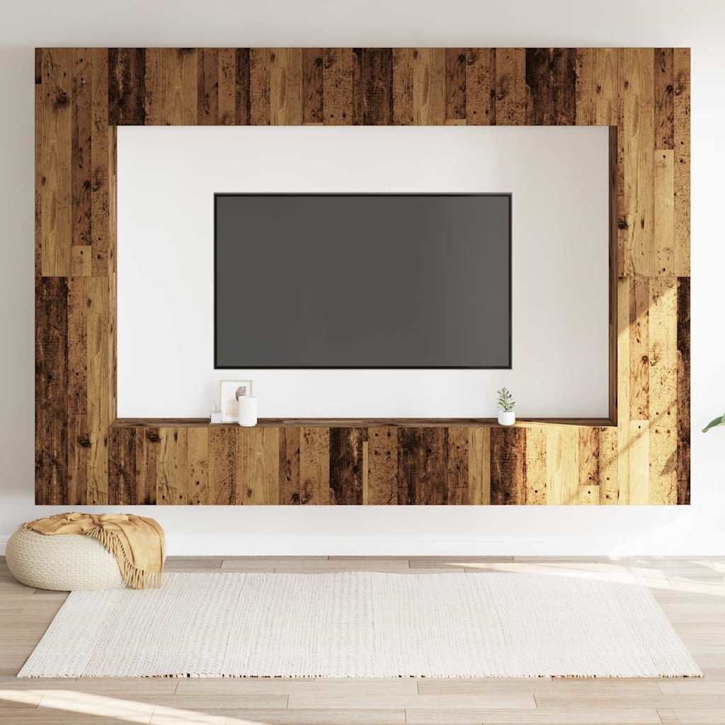Ensemble de meuble TV mural 8 pcs vieux bois bois d'ingénierie - XIOS