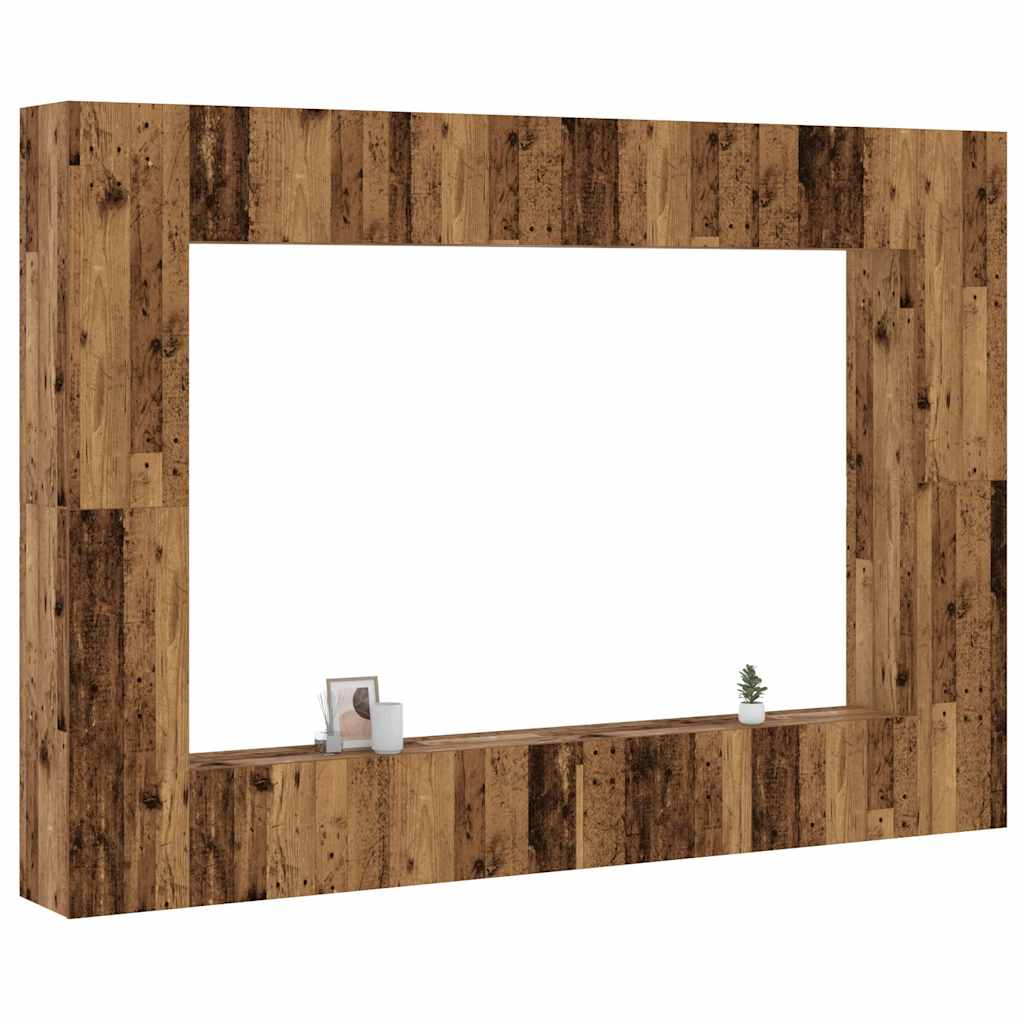 Ensemble de meuble TV mural 8 pcs vieux bois bois d'ingénierie - XIOS