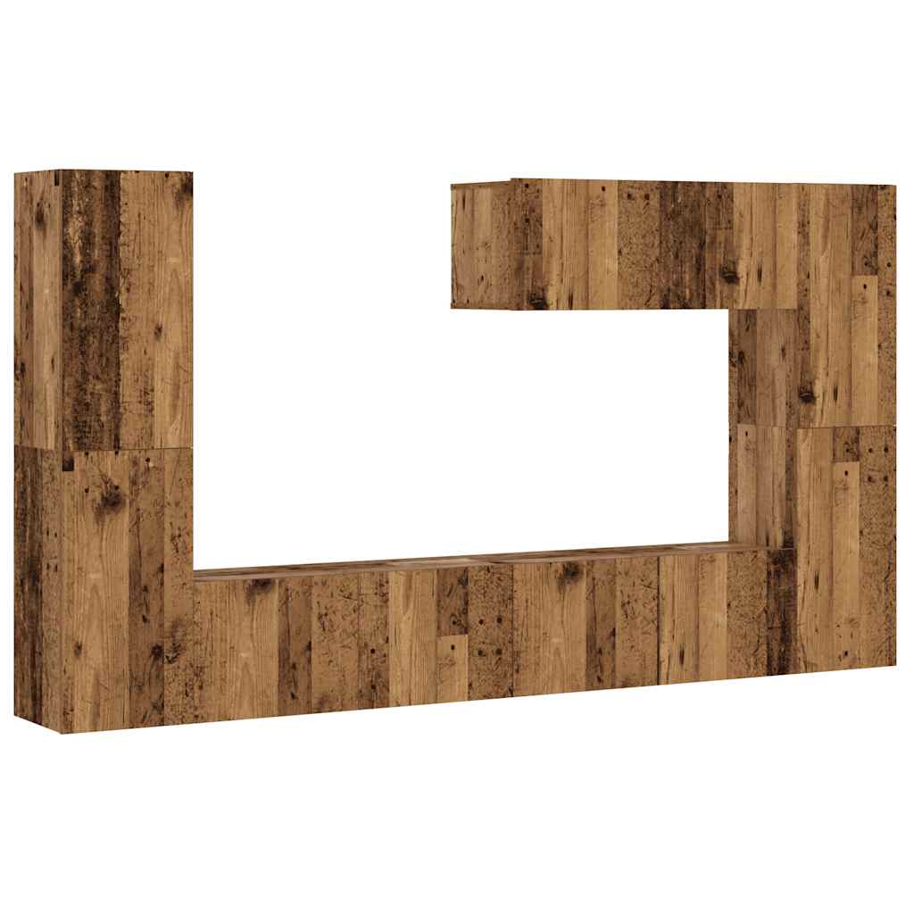 Meubles TV muraux 7 pcs vieux bois bois d'ingénierie - XIOS
