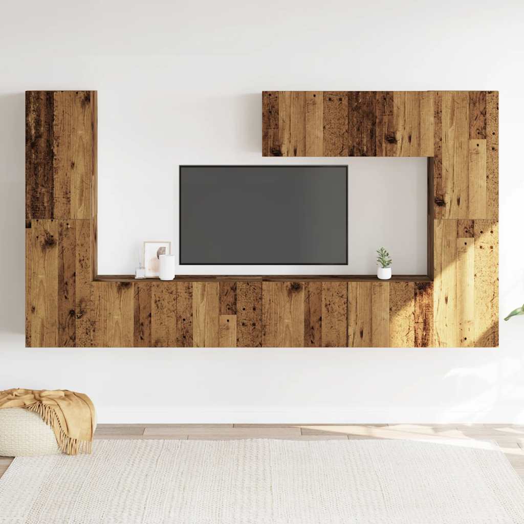 Meubles TV muraux 7 pcs vieux bois bois d'ingénierie - XIOS