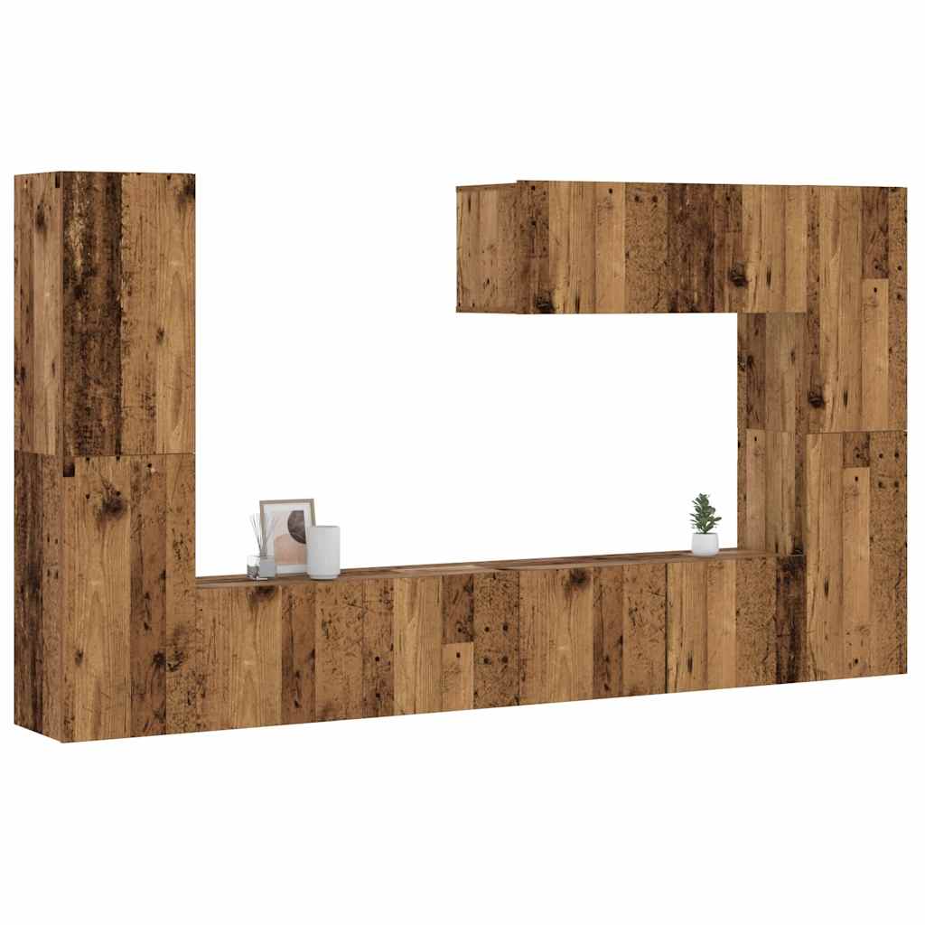 Meubles TV muraux 7 pcs vieux bois bois d'ingénierie - XIOS