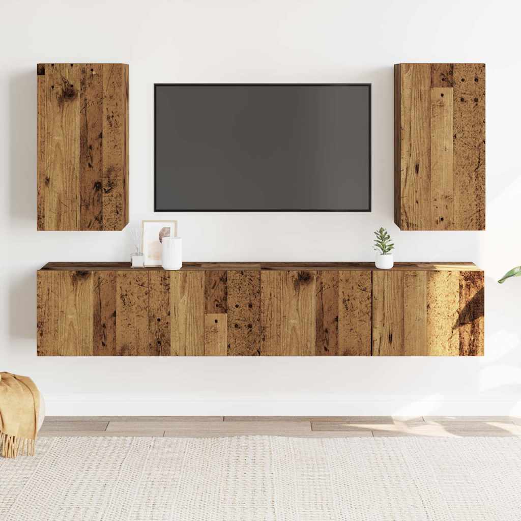Meubles TV muraux 4 pcs vieux bois bois d'ingénierie - XIOS