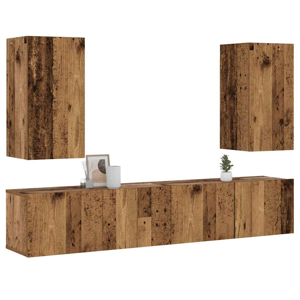 Meubles TV muraux 4 pcs vieux bois bois d'ingénierie - XIOS