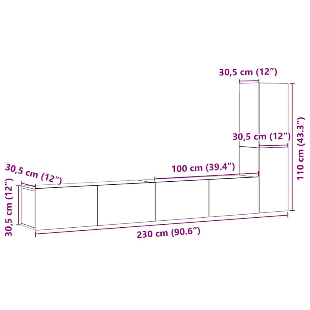 Meubles TV muraux 3 pcs vieux bois bois d'ingénierie - XIOS