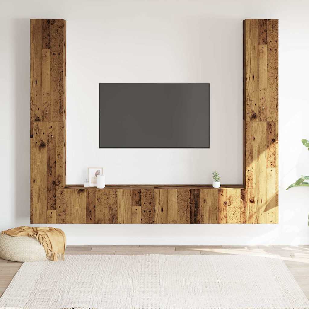 Meubles TV muraux 6 pcs vieux bois bois d'ingénierie Meubles TV vidaXL