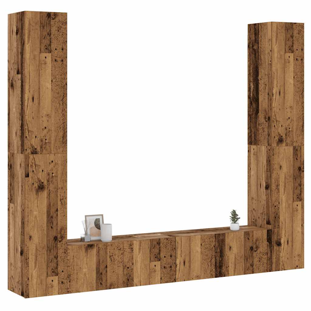 Meubles TV muraux 6 pcs vieux bois bois d'ingénierie Meubles TV vidaXL