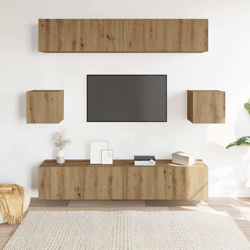 Ensemble de meuble TV mural 6 pcs chêne artisanal - XIOS