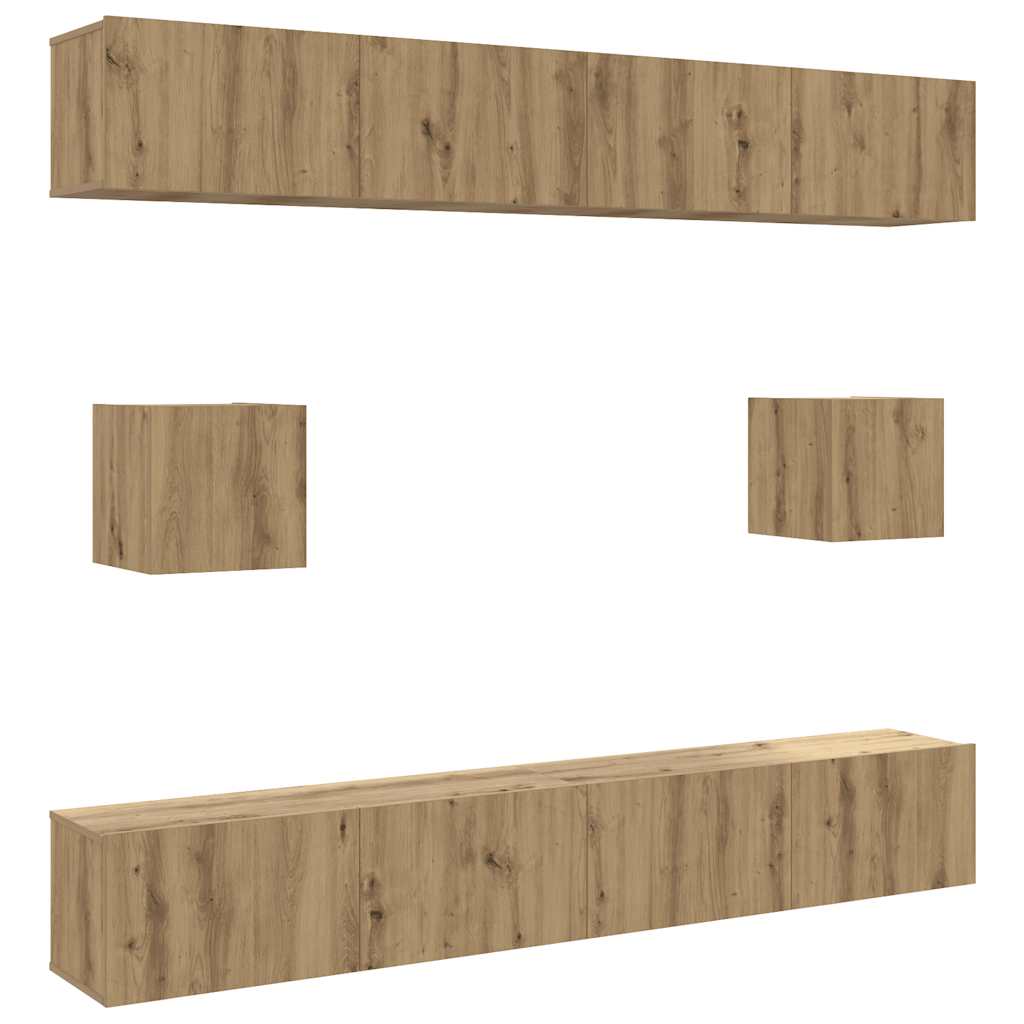 Ensemble de meuble TV mural 6 pcs chêne artisanal - XIOS