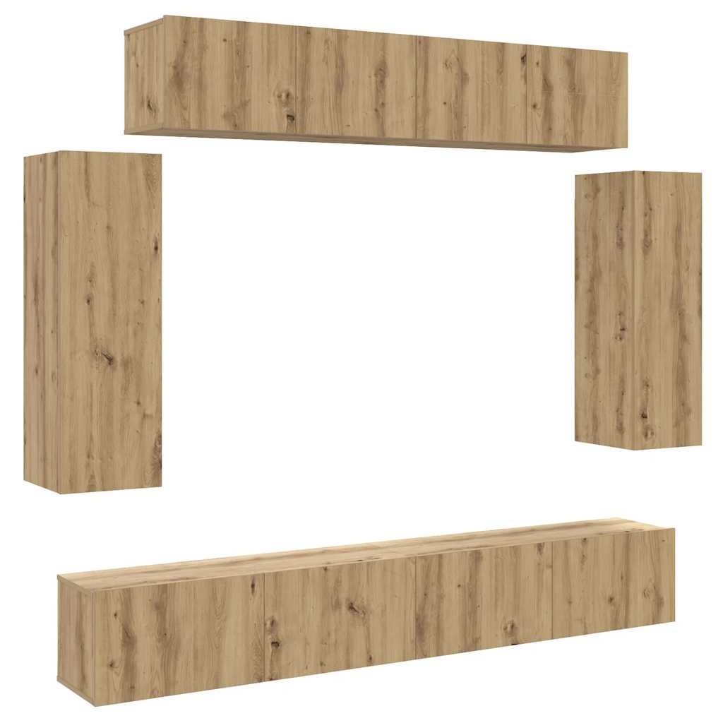 Ensemble de meuble TV mural 6 pcs chêne artisanal - XIOS