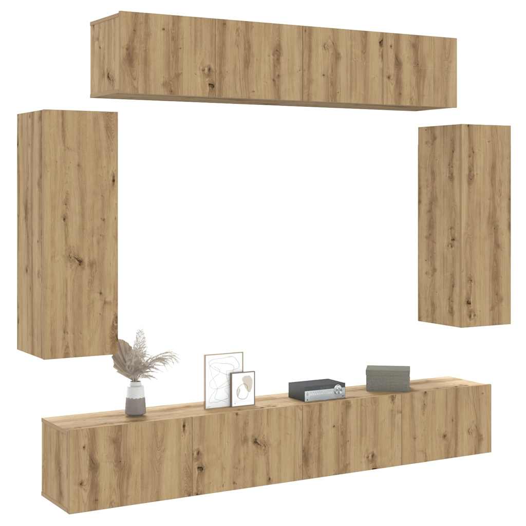 Ensemble de meuble TV mural 6 pcs chêne artisanal - XIOS