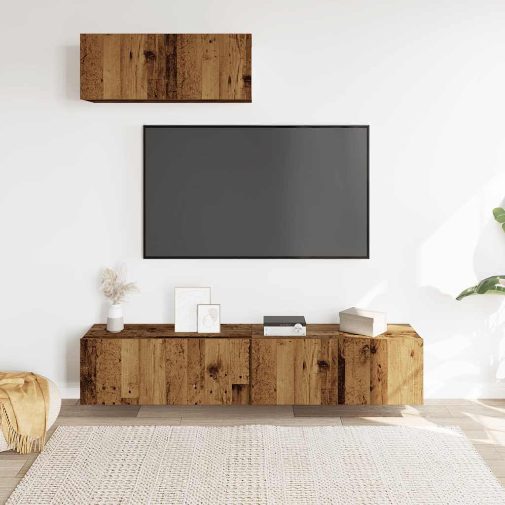 Ensemble de meuble TV mural 3 pcs vieux bois bois d'ingénierie - XIOS