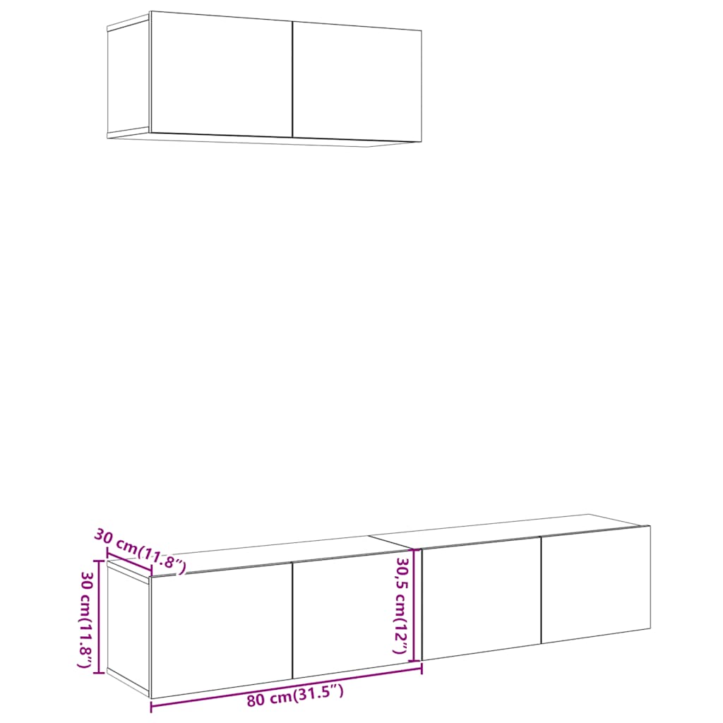 Ensemble de meuble TV mural 3 pcs vieux bois bois d'ingénierie - XIOS