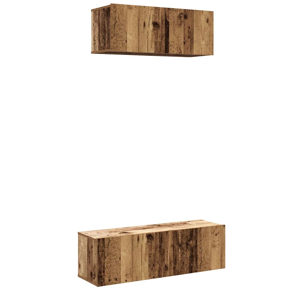 Ensemble de meuble TV mural 2 pcs vieux bois bois d'ingénierie - XIOS