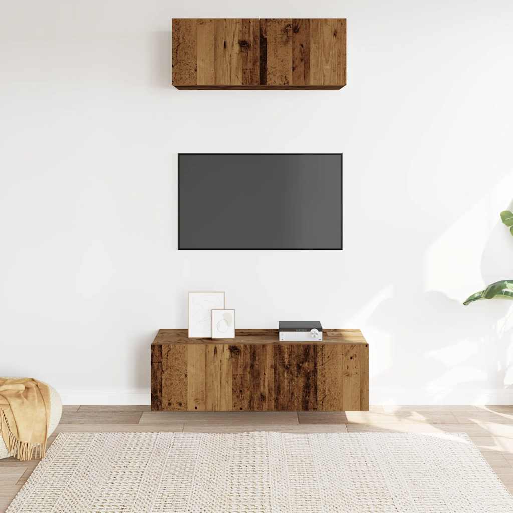 Ensemble de meuble TV mural 2 pcs vieux bois bois d'ingénierie - XIOS