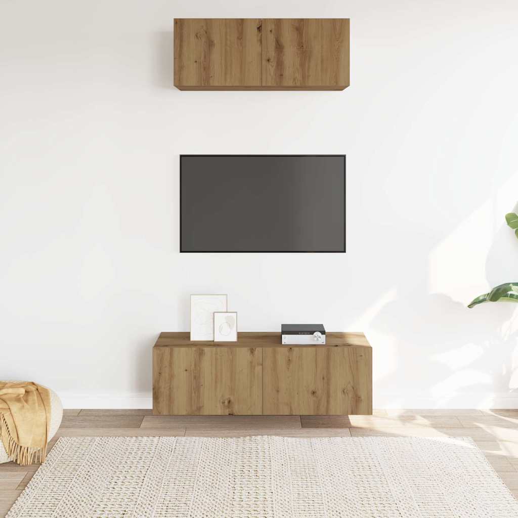 Ensemble de meuble TV mural 2 pcs chêne artisanal - XIOS