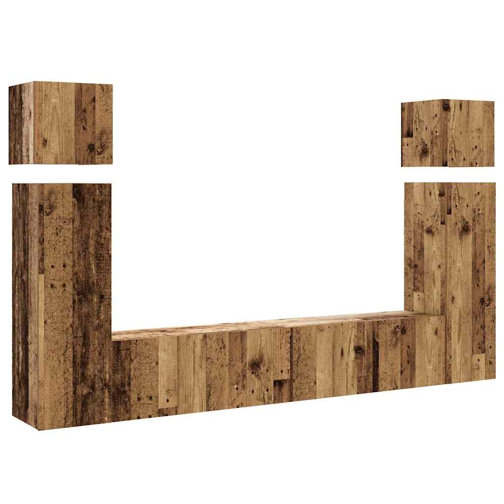Ensemble de meuble TV mural 8 pcs vieux bois bois d'ingénierie - XIOS