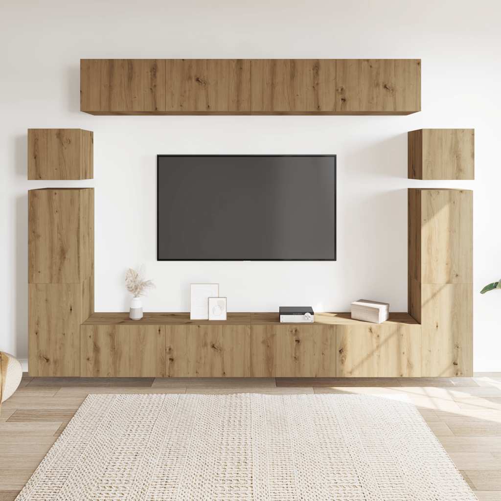 Ensemble de meuble TV mural 8 pcs chêne artisanal - XIOS