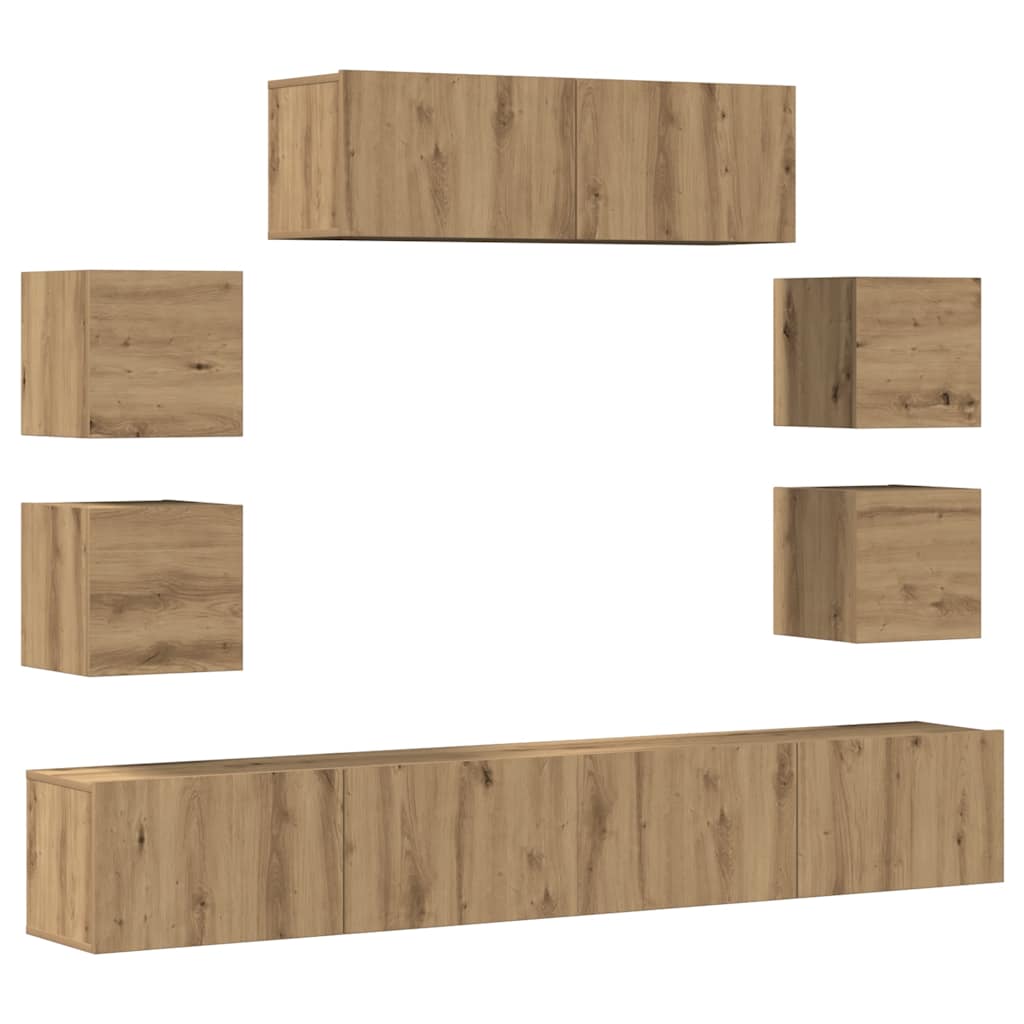 Ensemble de meuble TV mural 7 pcs chêne artisanal - XIOS