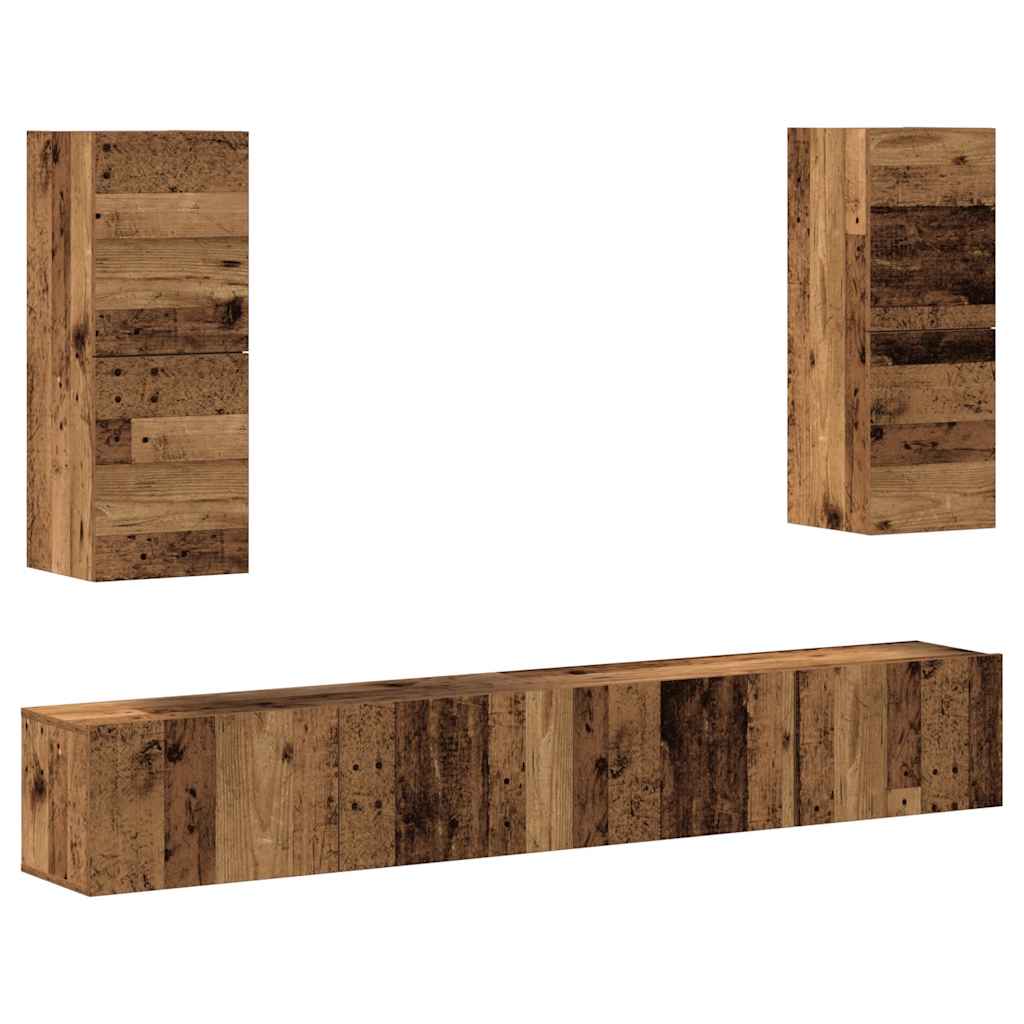 Ensemble de meuble TV mural 4 pcs vieux bois bois d'ingénierie - XIOS