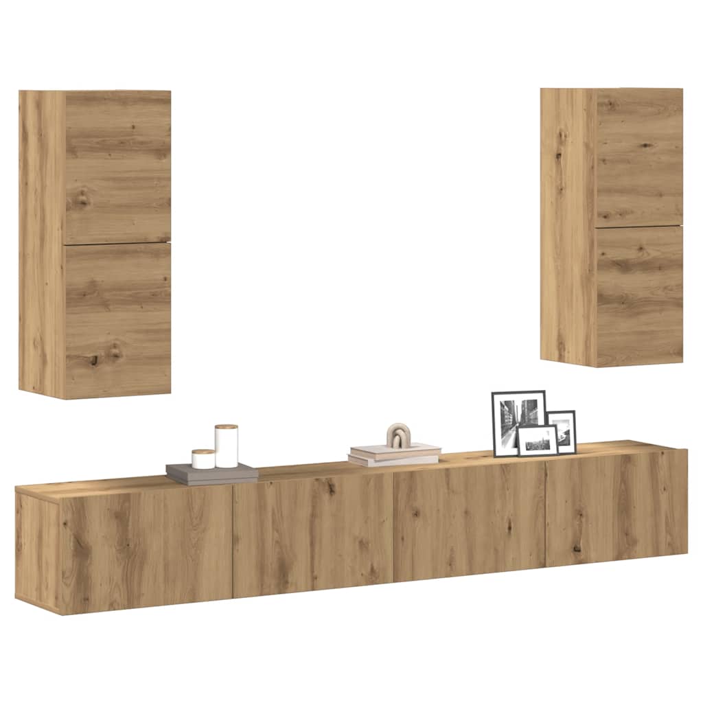 Ensemble de meuble TV mural 4 pcs chêne artisanal - XIOS