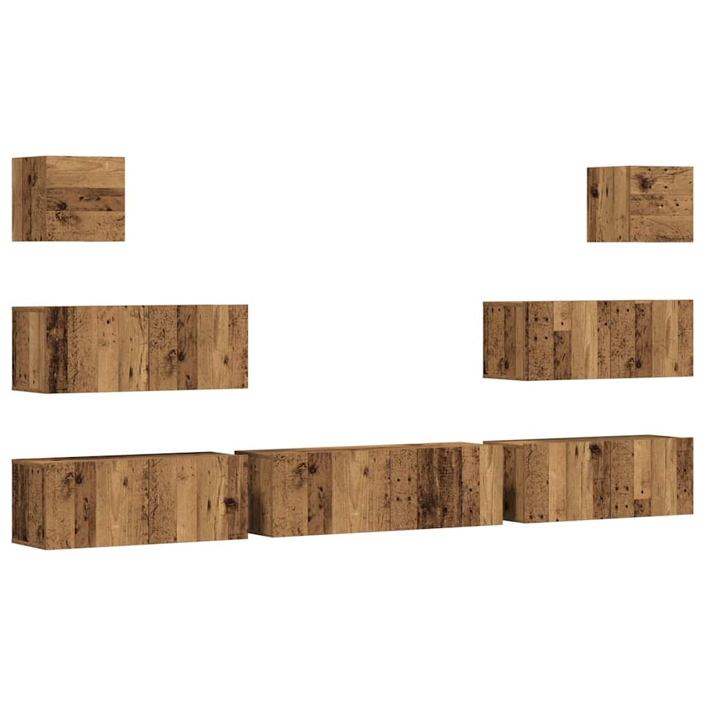 Ensemble de meuble TV mural 7 pcs vieux bois bois d'ingénierie - XIOS
