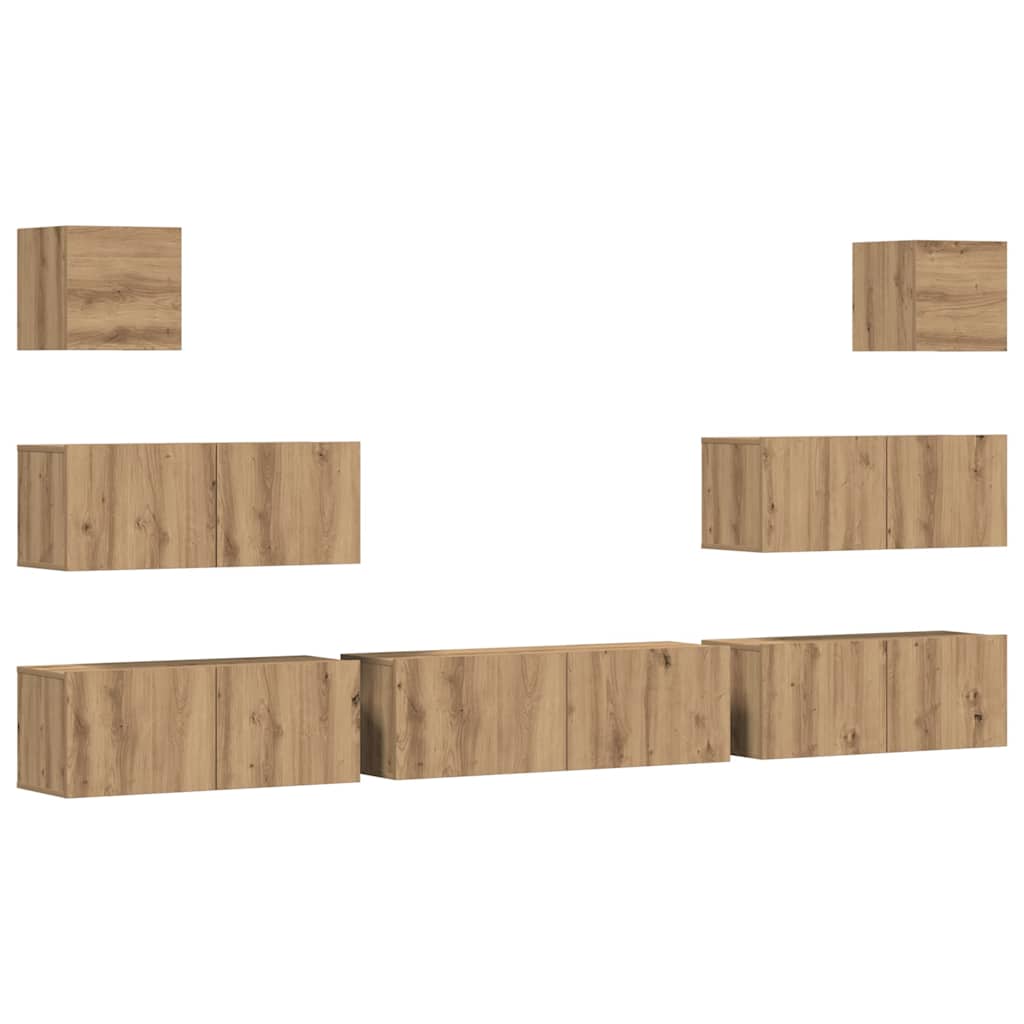 Ensemble de meuble TV mural 7 pcs chêne artisanal - XIOS