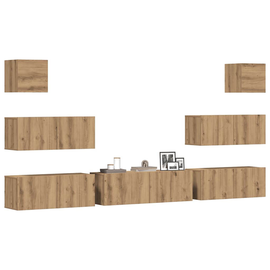 Ensemble de meuble TV mural 7 pcs chêne artisanal - XIOS
