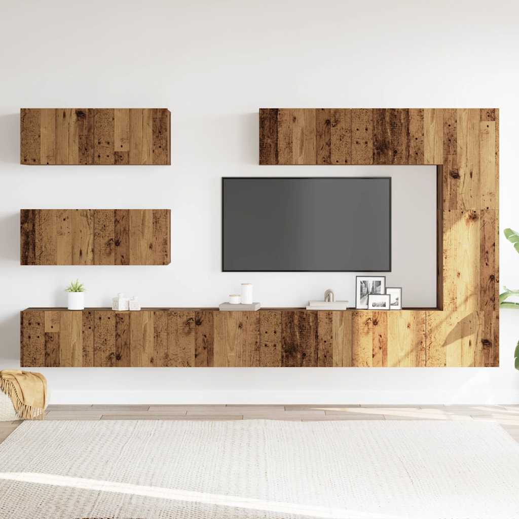 Ensemble de meuble TV mural 7 pcs vieux bois bois d'ingénierie - XIOS