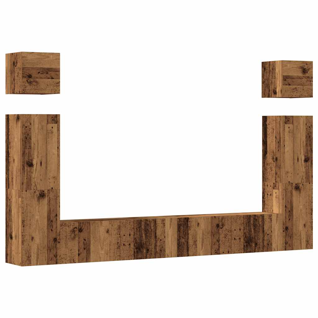 Ensemble de meuble TV mural 6 pcs vieux bois bois d'ingénierie - XIOS