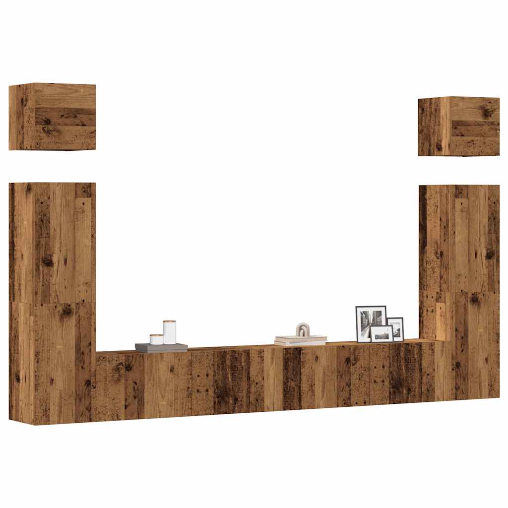 Ensemble de meuble TV mural 6 pcs vieux bois bois d'ingénierie - XIOS