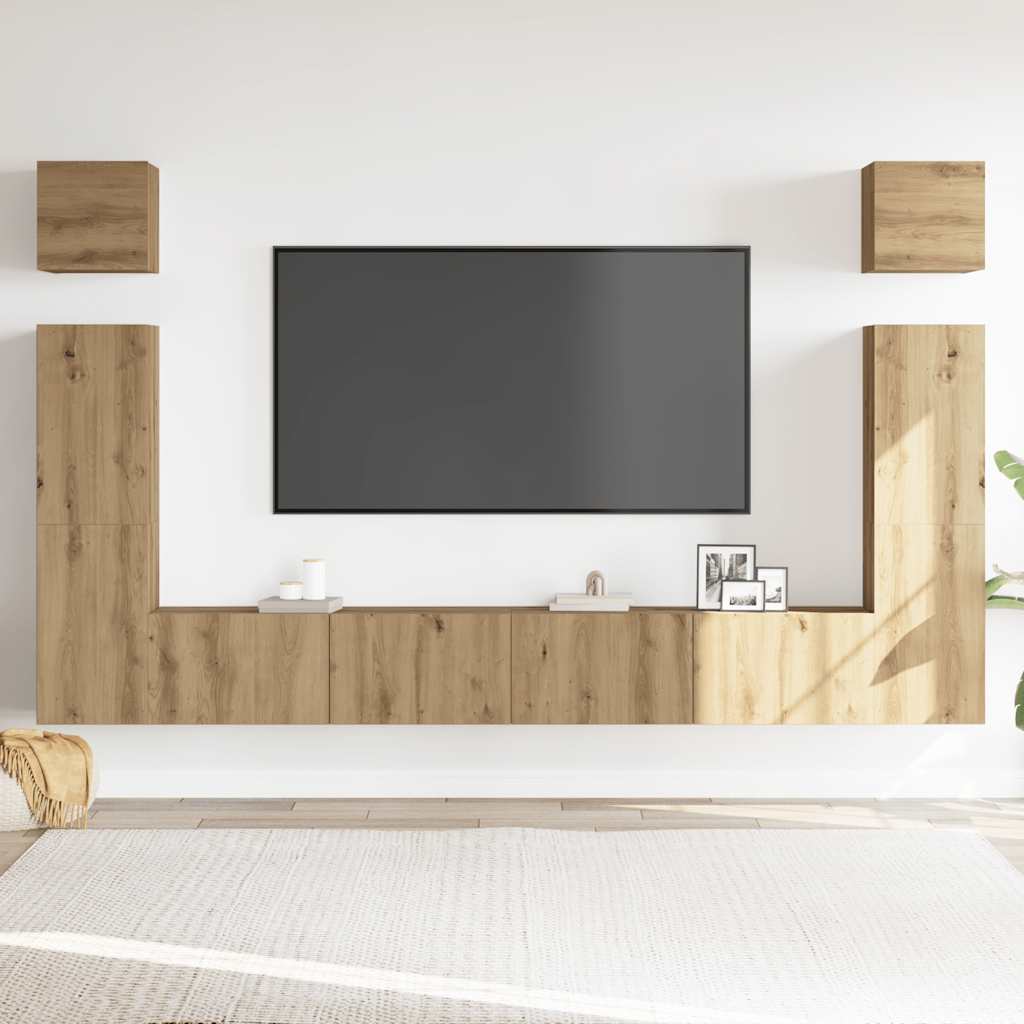 Ensemble de meuble TV mural 6 pcs chêne artisanal - XIOS