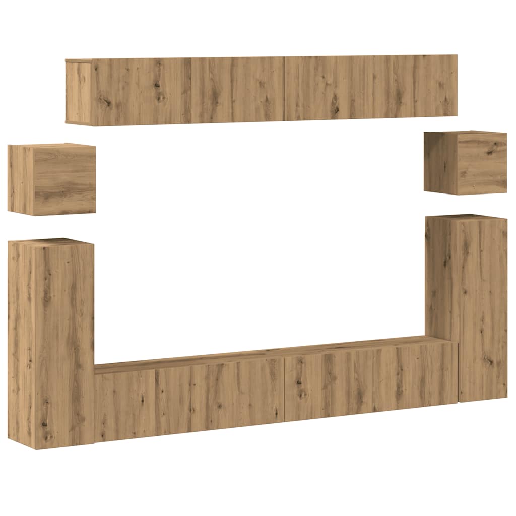 Ensemble de meuble TV mural 8 pcs chêne artisanal - XIOS