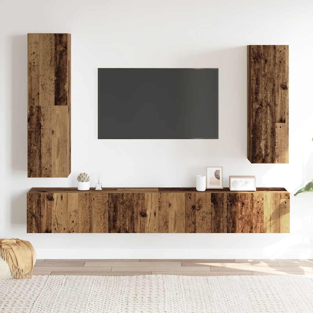 Ensemble de meuble TV mural 4 pcs vieux bois bois d'ingénierie - XIOS