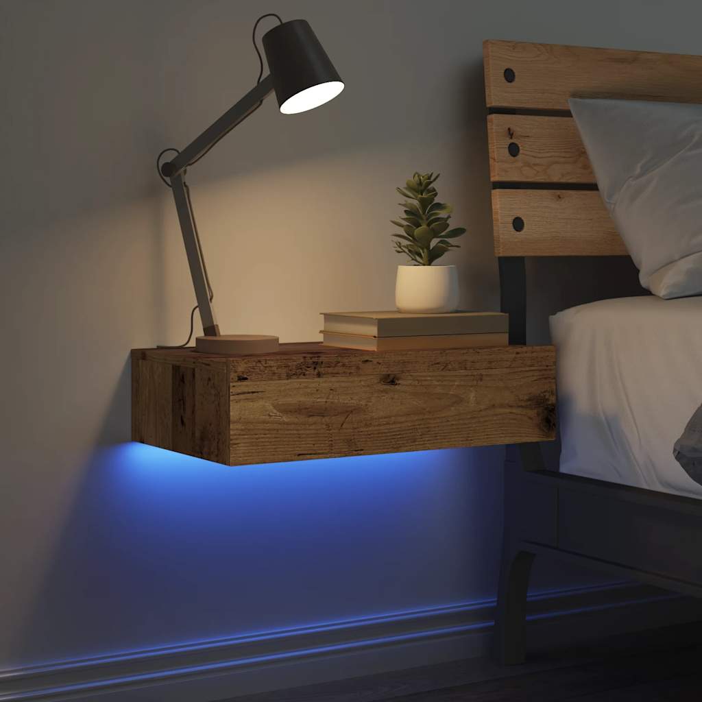 Table de chevet vieux bois 60x35 cm bois d'ingénierie - XIOS