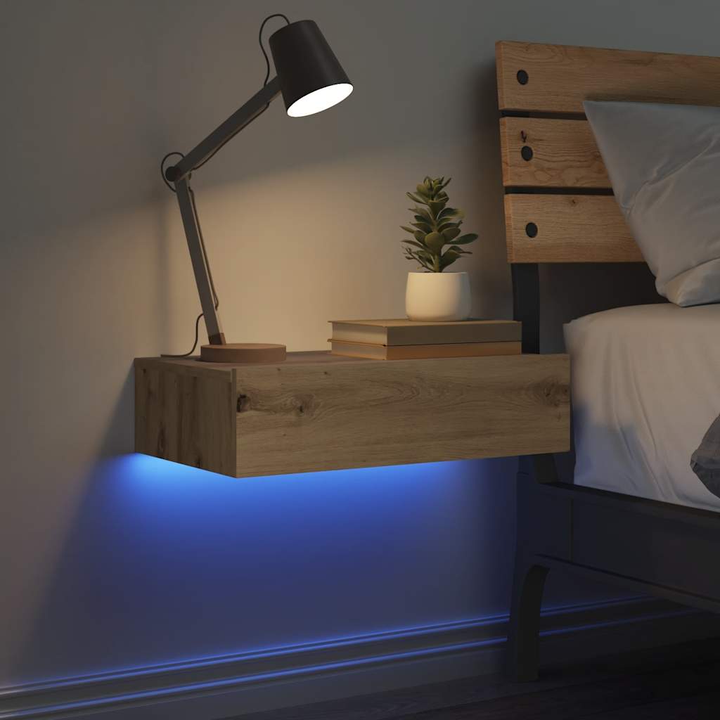 Table de chevet chêne artisanal 60x35 cm bois d’ingénierie - XIOS