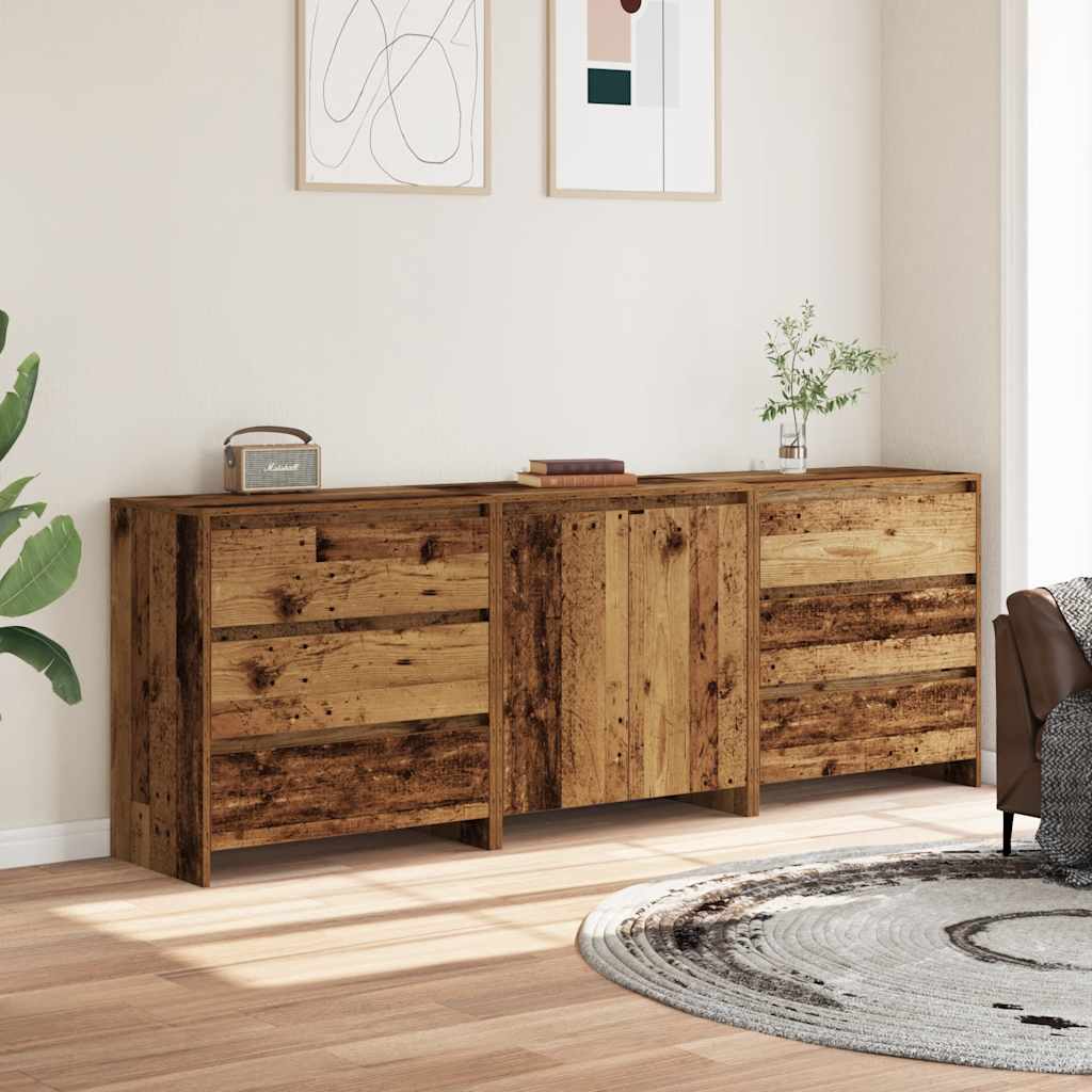 Buffet 3 pcs vieux bois bois d'ingénierie - XIOS