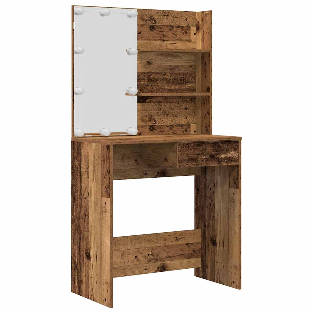 Ensemble de coiffeuse avec LED vieux bois bois d'ingénierie - XIOS