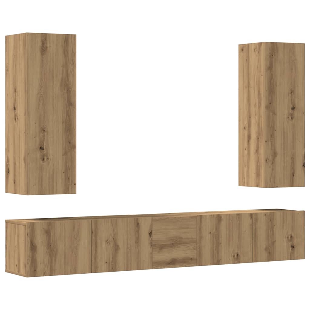 Ensemble de meuble TV mural 5 pcs chêne artisanal - XIOS