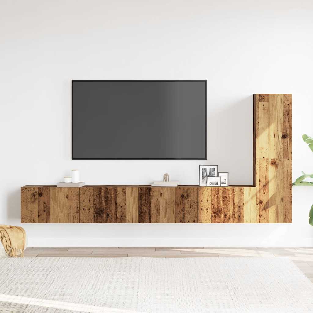 Ensemble de meuble TV mural 3 pcs vieux bois bois d'ingénierie - XIOS