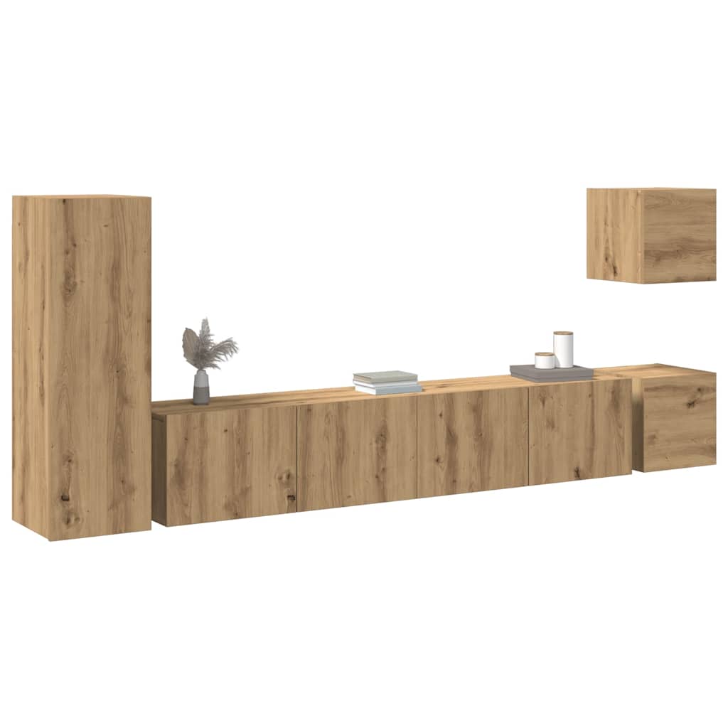 Ensemble de meuble TV mural 5 pcs chêne artisanal - XIOS