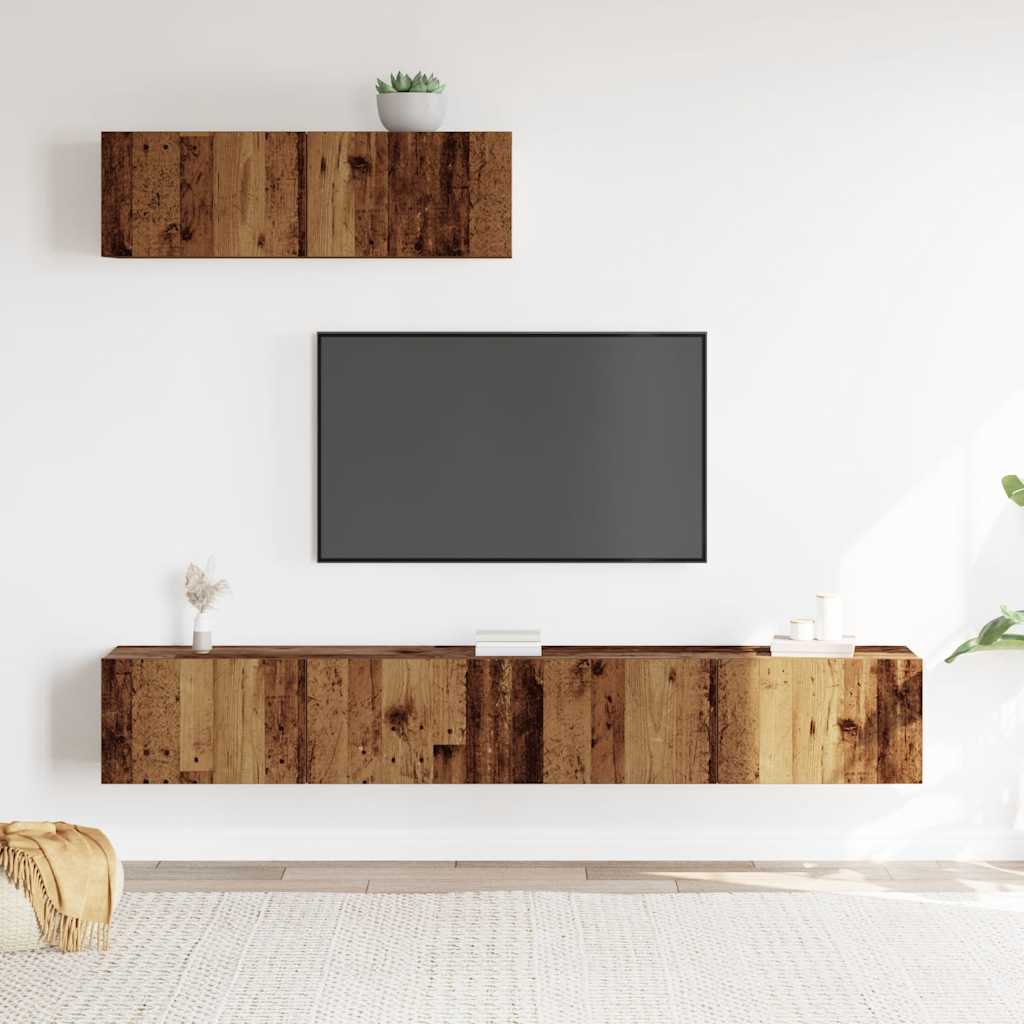 Ensemble de meuble TV mural 3 pcs vieux bois bois d'ingénierie - XIOS