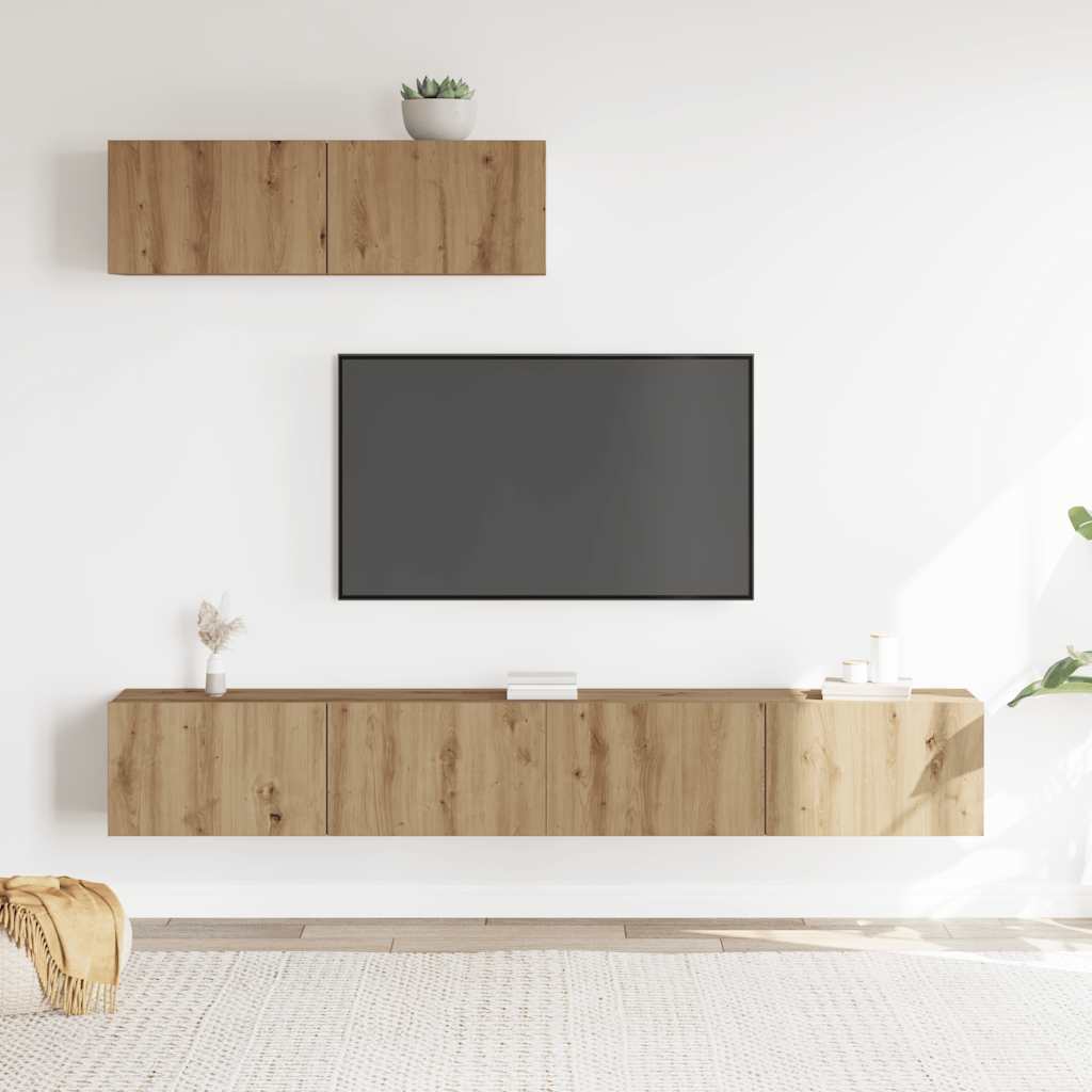 Ensemble de meuble TV mural 3 pcs chêne artisanal - XIOS