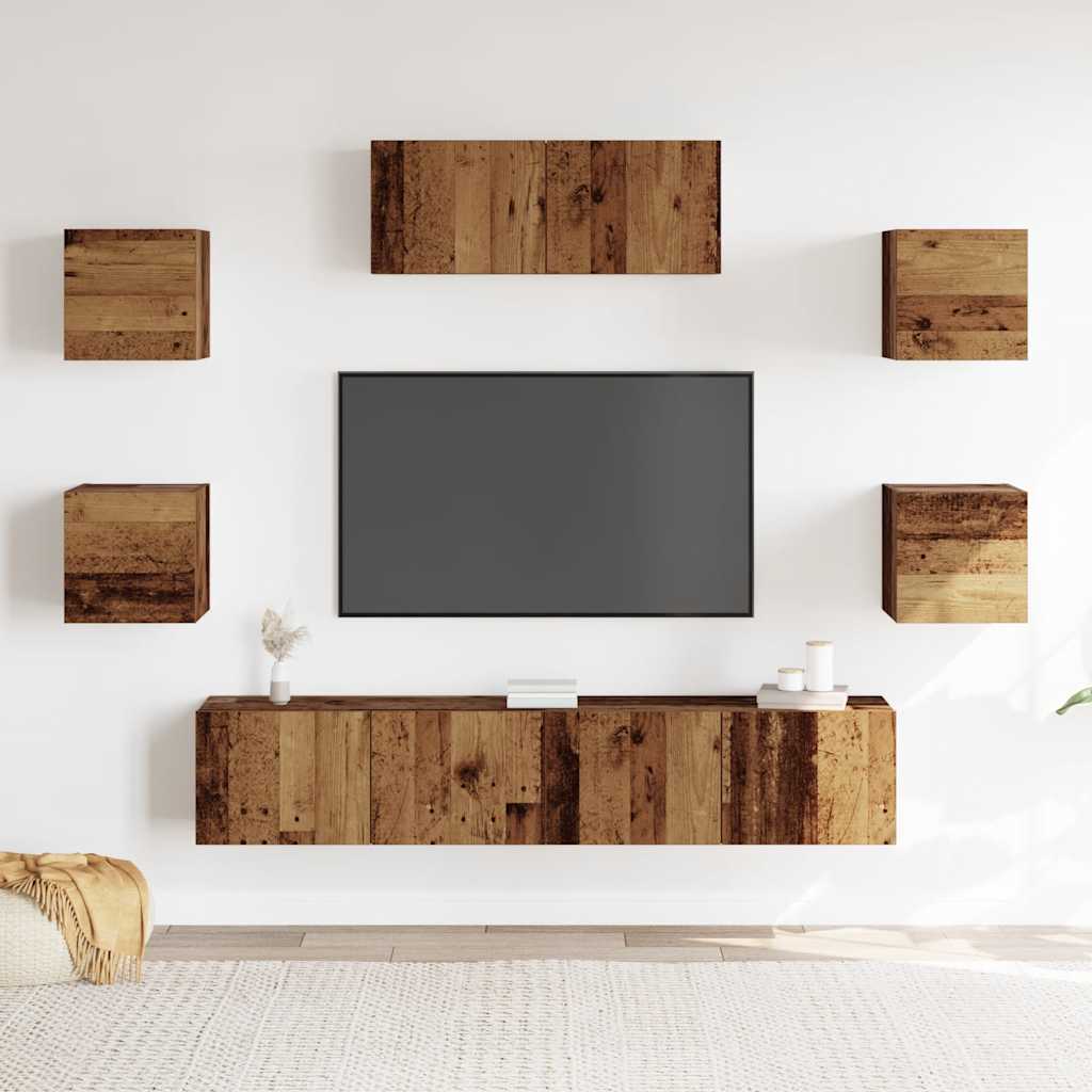 Ensemble de meuble TV mural 5 pcs vieux bois - XIOS