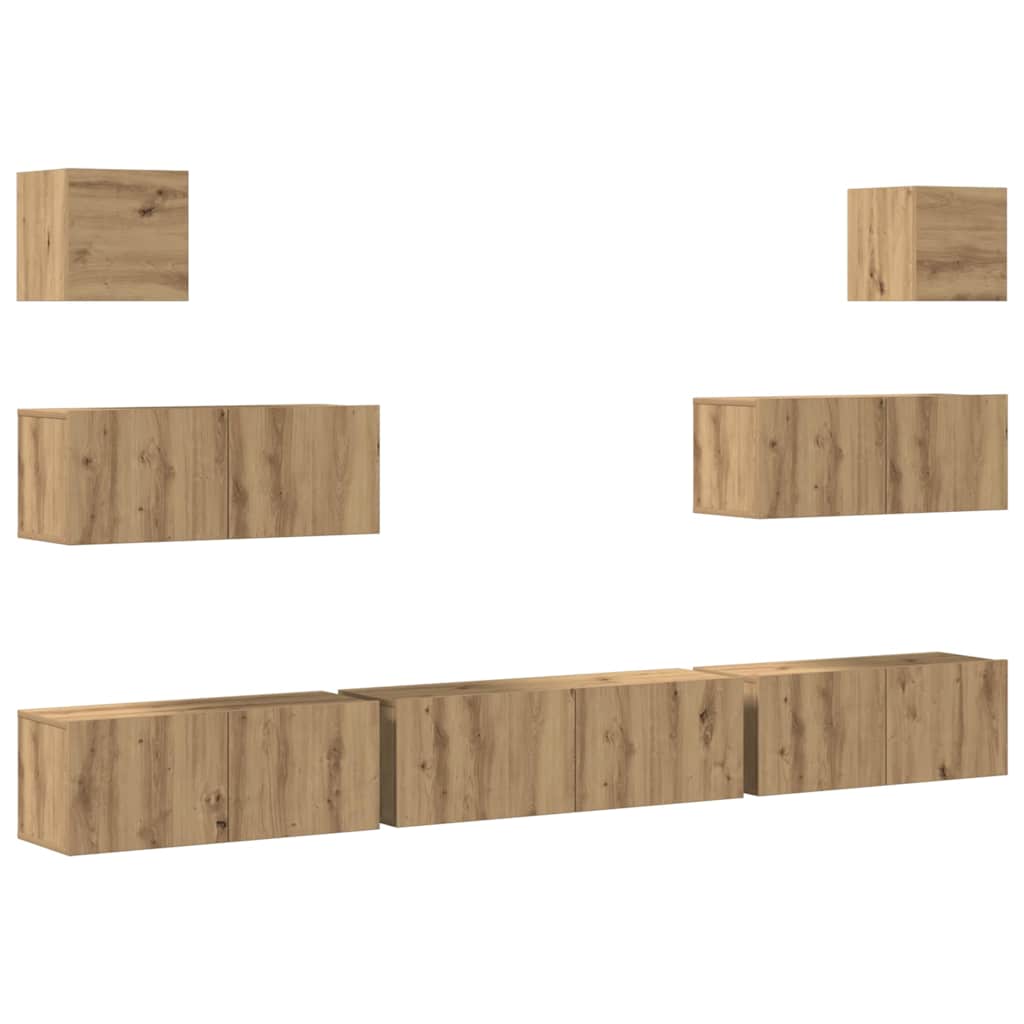 Ensemble de meuble TV mural 7 pcs chêne artisanal - XIOS