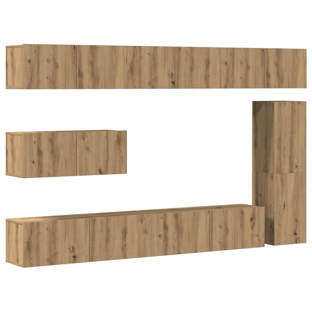 Ensemble de meuble TV mural 7 pcs chêne artisanal - XIOS